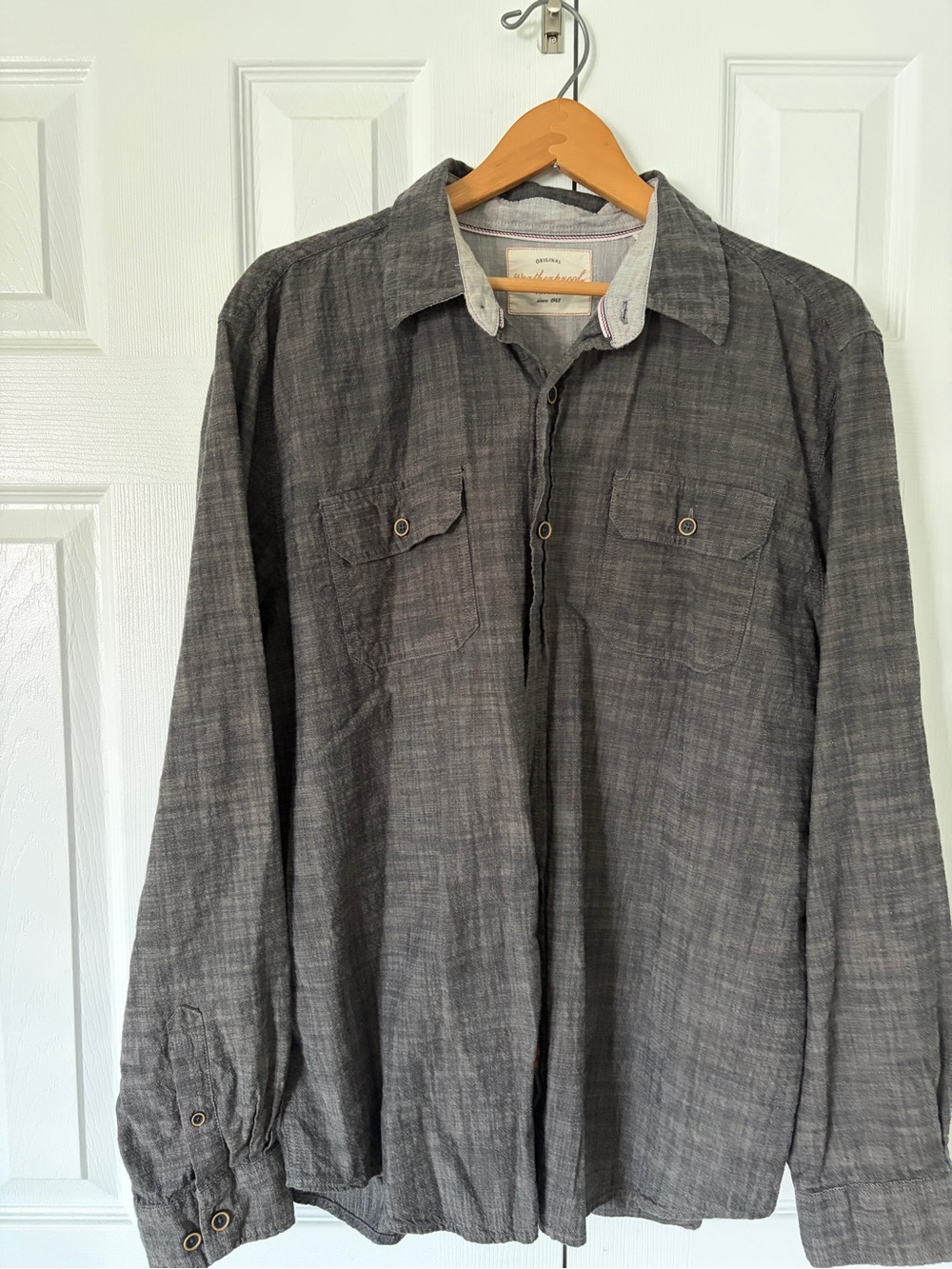 Weatherproof Men's Gray Long-Sleeve Button-Down Shirt Jacket